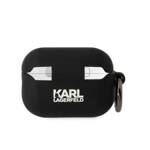 KARL LAGERFELD KLAP2RUNCHK AIRPODS PRO 2 (2022/2023) COVER BLACK/BLACK SILICONE CHUPETTE HEAD 3D