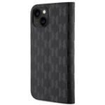 KARL LAGERFELD KLBKP14SSAKLPK IPHONE 14/15/13 6.1 "BOOKCASE CZARNY / BLACK SAFFIANO MONOGRAM