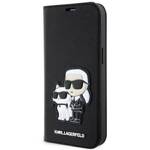 KARL LAGERFELD KLBKP14SSANKCPK IPHONE 14/15/13 6.1 "BOOKCASE CZARNY / BLACK SAFFIANO KARL & CHUPETTE