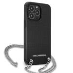 KARL LAGERFELD KLHCP13LPMK IPHONE 13 PRO / 13 6.1 "HARDCASE CZARNY / BLACK LEATHER TEXTURED AND CHAIN