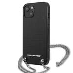 KARL LAGERFELD KLHCP13MPMK IPHONE 13/14/15 6.1 "HARDCASE CZARNY / BLACK LEATHER TEXTURED AND CHAIN