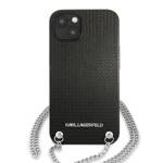 KARL LAGERFELD KLHCP13MPMK IPHONE 13/14/15 6.1 "HARDCASE CZARNY / BLACK LEATHER TEXTURED AND CHAIN