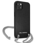 KARL LAGERFELD KLHCP13MPMK IPHONE 13/14/15 6.1 "HARDCASE CZARNY / BLACK LEATHER TEXTURED AND CHAIN