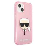 KARL LAGERFELD KLHCP13SKHTUGULP IPHONE 13 MINI 5.4 "PINK/PINK HARDCASE GLITTER KARL`S HEAD