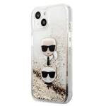 KARL LAGERFELD KLHCP13SKICLD IPHONE 13 MINI 5.4 "GOLD/GOLD HARDCASE LIQUID GLITTER KARL & CHUPETTE HEAD