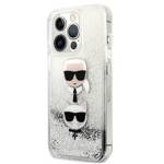 KARL LAGERFELD KLHCP13XKICGLS IPHONE 13 PRO MAX 6.7 "SREBRRY/SILVER HARDCASE LIQUID GLITTER KARL & CHUPETTE HEAD