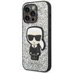 KARL LAGERFELD KLHCP14LGFKPG IPHONE 14 PRO 6.1 "HARDCASE SILVER/SILVER GLITTER FLAKES IKONIK