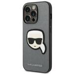 KARL LAGERFELD KLHCP14LSAPKHG IPHONE 14 PRO 6.1 "SREBRRY/SILVER HARDCASE SAFFIANO KARL`S HEAD PATCH