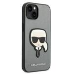 KARL LAGERFELD KLHCP14MSAPKHG IPHONE 14 PLUS / 15 PLUS 6.7 "SREBRRY / SILVER HARDCASE SAFFIANO KARL`S HEAD PATCH