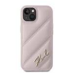 KARL LAGERFELD KLHCP14SPQDSMGP IPHONE 14 / 15 / 13 6.1" PINK/PINK HARDCASE DIAGONAL QUILTED SCRIPT