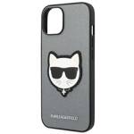 KARL LAGERFELD KLHCP14SSAPCHG IPHONE 14/15/13 6.1 "HARDCASE SILVER / SILVER SAFFIANO CHOUPETTE HEAD PATCH