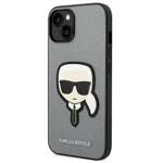 KARL LAGERFELD KLHCP14SSAPKHG IPHONE 14 / 15/13 6.1 "SREBRRY / SILVER HARDCASE SAFFIANO KARL`S HEAD PATCH