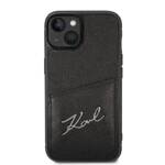 KARL LAGERFELD KLHCP14SSSK IPHONE 14/15/13 6.1 "HARDCASE CZARNY / BLACK SIGNATURE LOGO CARDSLOT