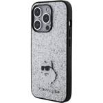 KARL LAGERFELD KLHCP15LGCNPSG IPHONE 15 PRO 6.1 "SREBRRY/SILVER HARDCASE FIXED GLITTER CHOUPETTE LOGO METAL PIN