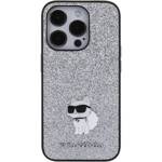 KARL LAGERFELD KLHCP15LGCNPSG IPHONE 15 PRO 6.1 "SREBRRY/SILVER HARDCASE FIXED GLITTER CHOUPETTE LOGO METAL PIN