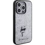 KARL LAGERFELD KLHCP15LGCNPSG IPHONE 15 PRO 6.1 "SREBRRY/SILVER HARDCASE FIXED GLITTER CHOUPETTE LOGO METAL PIN