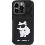 KARL LAGERFELD KLHCP15LSAKCNSCK IPHONE 15 PRO 6.1 "BLACK/BLACK HARDCASE SAFFIANO CARDSLOTS AND STAND MONOGRAM CHUPETTE