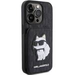 KARL LAGERFELD KLHCP15LSAKCNSCK IPHONE 15 PRO 6.1 "BLACK/BLACK HARDCASE SAFFIANO CARDSLOTS AND STAND MONOGRAM CHUPETTE