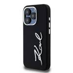 KARL LAGERFELD KLHCP15LSCMSMVK IPHONE 15 PRO 6.1" BLACK/BLACK HARDCASE SILICONE METAL SCRIPT LOGO