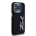 KARL LAGERFELD KLHCP15LSCMSMVK IPHONE 15 PRO 6.1" BLACK/BLACK HARDCASE SILICONE METAL SCRIPT LOGO