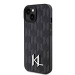 KARL LAGERFELD KLHCP15SPKLPKLK IPHONE 15/14/13 6.1 "BLACK / BLACK HARDCASE LEATHER MONOGRAM HOT STAMP METAL LOGO