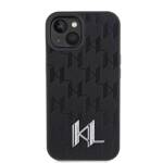 KARL LAGERFELD KLHCP15SPKLPKLK IPHONE 15/14/13 6.1 "BLACK / BLACK HARDCASE LEATHER MONOGRAM HOT STAMP METAL LOGO