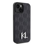 KARL LAGERFELD KLHCP15SPKLPKLK IPHONE 15/14/13 6.1 "BLACK / BLACK HARDCASE LEATHER MONOGRAM HOT STAMP METAL LOGO