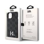 KARL LAGERFELD KLHCP15SPKLPKLK IPHONE 15/14/13 6.1 "BLACK / BLACK HARDCASE LEATHER MONOGRAM HOT STAMP METAL LOGO