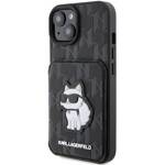 KARL LAGERFELD KLHCP15SSAKCNSCK IPHONE 15/14/13 6.1 "BLACK / BLACK HARDCASE SAFFIANO CARDSLOTS AND STAND MONOGRAM CHUPETTE