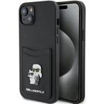 KARL LAGERFELD KLHCP15SSAPKCNPK IPHONE 15/14/13 6.1 "BLACK / BLACK HARDCASE SAFFIANO CARDSLOT KARL & CHUPETTE METAL PIN