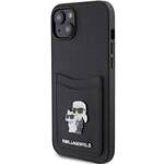 KARL LAGERFELD KLHCP15SSAPKCNPK IPHONE 15/14/13 6.1 "BLACK / BLACK HARDCASE SAFFIANO CARDSLOT KARL & CHUPETTE METAL PIN