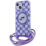 KARL LAGERFELD KLHMP15SHCKCKLCU IPHONE 15 / 14 / 13 6.1" PURPLE/PURPLE HARDCASE IML CROSSBODY MONOGRAM KARL & CHOUPETTE HEAD MAGSAFE