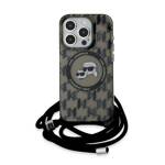 KARL LAGERFELD KLHMP15XHCKCKLCK IPHONE 15 PRO MAX 6.7" BLACK/BLACK HARDCASE IML CROSSBODY MONOGRAM KARL & CHOUPETTE HEAD MAGSAFE