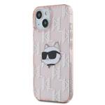 Karl Lagerfeld KLHCP14SHKLPCHP iPhone 14 / 15 / 13 6.1" różowy/pink hardcase IML Choupette Head & Monogram