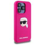 Karl Lagerfeld KLHMP15LSKHPPLF iPhone 15  Pro 6.1" fuksja/fuschia hardcase Silicone Karl Head Print MagSafe