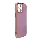 LIGHTING COLOR CASE FOR IPHONE 12 PRO MAX PURPLE GEL COVER WITH GOLD FRAME