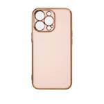 LIGHTING COLOR CASE FOR IPHONE 12 PRO PINK GEL COVER WITH GOLD FRAME