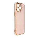 LIGHTING COLOR CASE FOR IPHONE 12 PRO PINK GEL COVER WITH GOLD FRAME