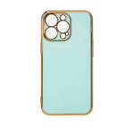 LIGHTING COLOR CASE FOR IPHONE 13 PRO MAX, GEL COVER WITH A GOLD FRAME, MINT