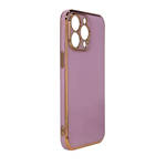 LIGHTING COLOR CASE FOR IPHONE 13 PRO MAX PURPLE GEL COVER WITH GOLD FRAME