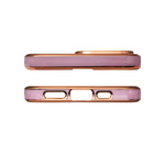 LIGHTING COLOR CASE FOR IPHONE 13 PRO MAX PURPLE GEL COVER WITH GOLD FRAME