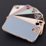 LIGHTING COLOR CASE FOR IPHONE 13 PRO PURPLE GEL COVER WITH GOLD FRAME