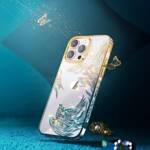 LUXURY IPHONE 14 PLUS CASE WITH KINGXBAR PHOENIX CRYSTALS - GOLD AND BLUE