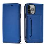 MAGNET CARD CASE CASE FOR IPHONE 14 FLIP COVER WALLET STAND BLUE