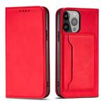 MAGNET CARD CASE CASE FOR IPHONE 14 FLIP COVER WALLET STAND RED