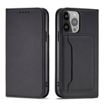 MAGNET CARD CASE CASE FOR IPHONE 14 PRO FLIP COVER WALLET STAND BLACK