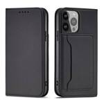 MAGNET CARD CASE CASE FOR IPHONE 14 PRO MAX FLIP COVER WALLET STAND BLACK