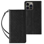 MAGNET STRAP CASE FOR IPHONE 14 FLIP WALLET MINI LANYARD STAND BLACK