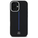 Mercedes MEHMP16S23SUMBK iPhone 16 6.1"   czarny/black hardcase Silicone Blue Stripe MagSafe