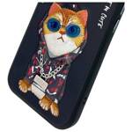 Nimmy etui iPhone 15 6.1" czarny/black    Glasses Cool Cat